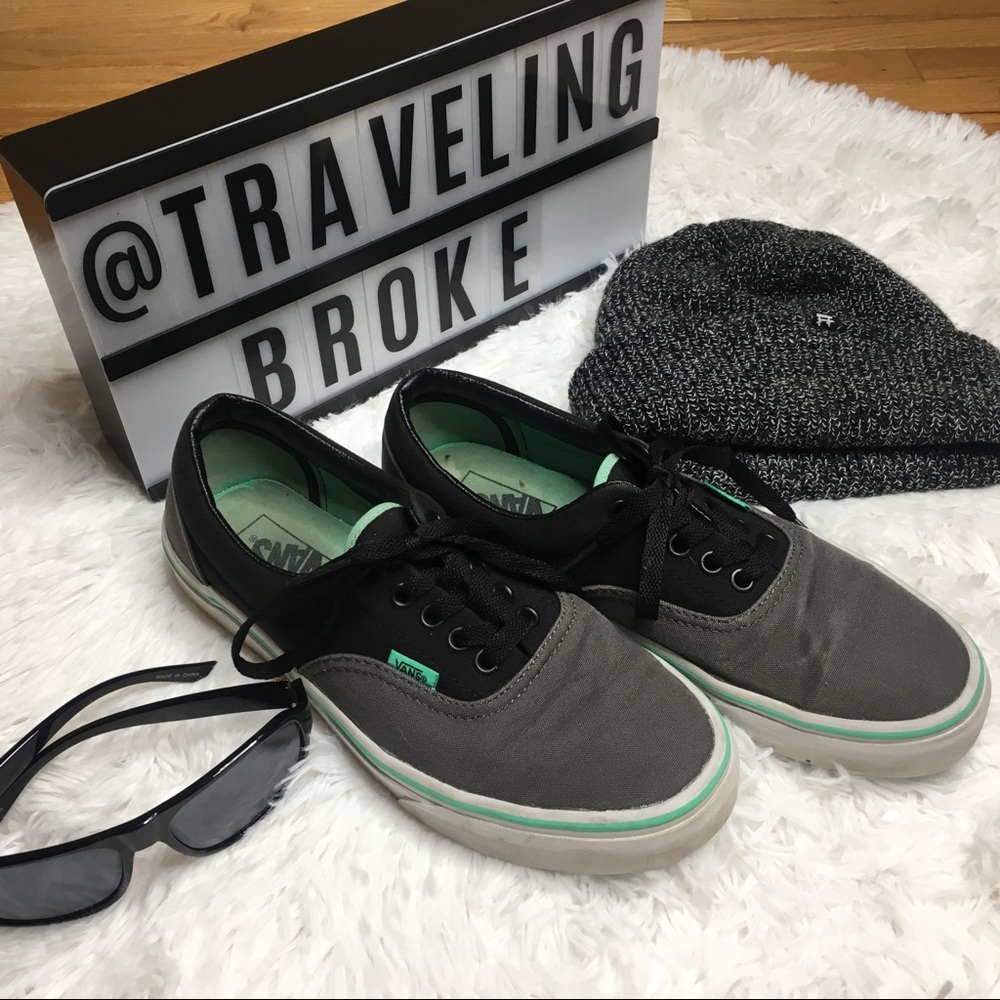 🛹 Vans Unisex Skate Shoes Black/Grey/Mint Green
